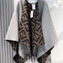 Alternative view of FENDI Scarves Cashmere Wool Blend Grey-Brown 140x150CM C5510070355