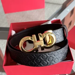 Alternative view of FERRAGAMO Belts Black-Gold 3.5cm Width A7010050001