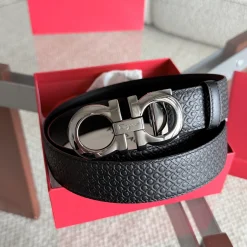Alternative view of FERRAGAMO Belts Black-Silver 3.5cm Width A7010050002