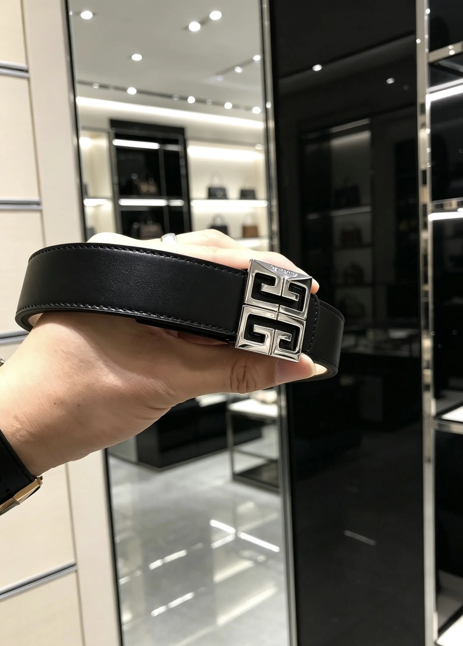 GUCCI Belts Black-Silver 30mm Width A8010050146
