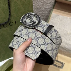 Alternative view of GUCCI Belts Canvas Leather Beige-Black 40cm Width A6010050101