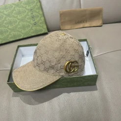 GUCCI Caps Canvas Leather Beige-Gold One Size F510071622
