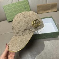 Alternative view of GUCCI Caps Canvas Leather Beige-Gold One Size F510071622