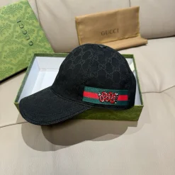 GUCCI Caps Canvas Leather Black-Green-Red ONE SIZE F010071303