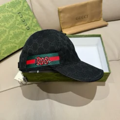 Alternative view of GUCCI Caps Canvas Leather Black-Green-Red ONE SIZE F010071303