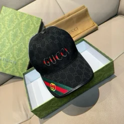 GUCCI Caps Canvas Leather Black-Red-Green One Size F510070993