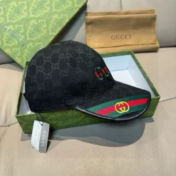 Alternative view of GUCCI Caps Canvas Leather Black-Red-Green One Size F510070993