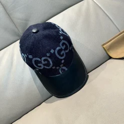 GUCCI Caps Canvas & Leather Blue-Black One Size F510071311