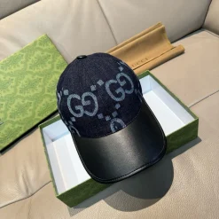 Alternative view of GUCCI Caps Canvas & Leather Blue-Black One Size F510071311