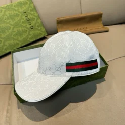 GUCCI Caps Canvas Leather White-Green-Red One Size F010071299