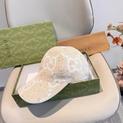 Alternative view of GUCCI Caps Canvas and Leather Beige-White ONE SIZE F010072065