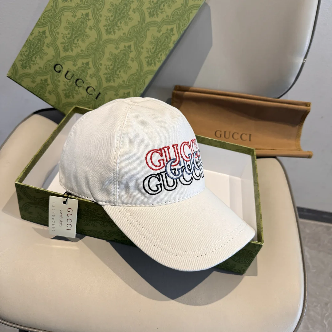 GUCCI Caps Cotton White-Red-Blue-Black F510070984 - Image 3