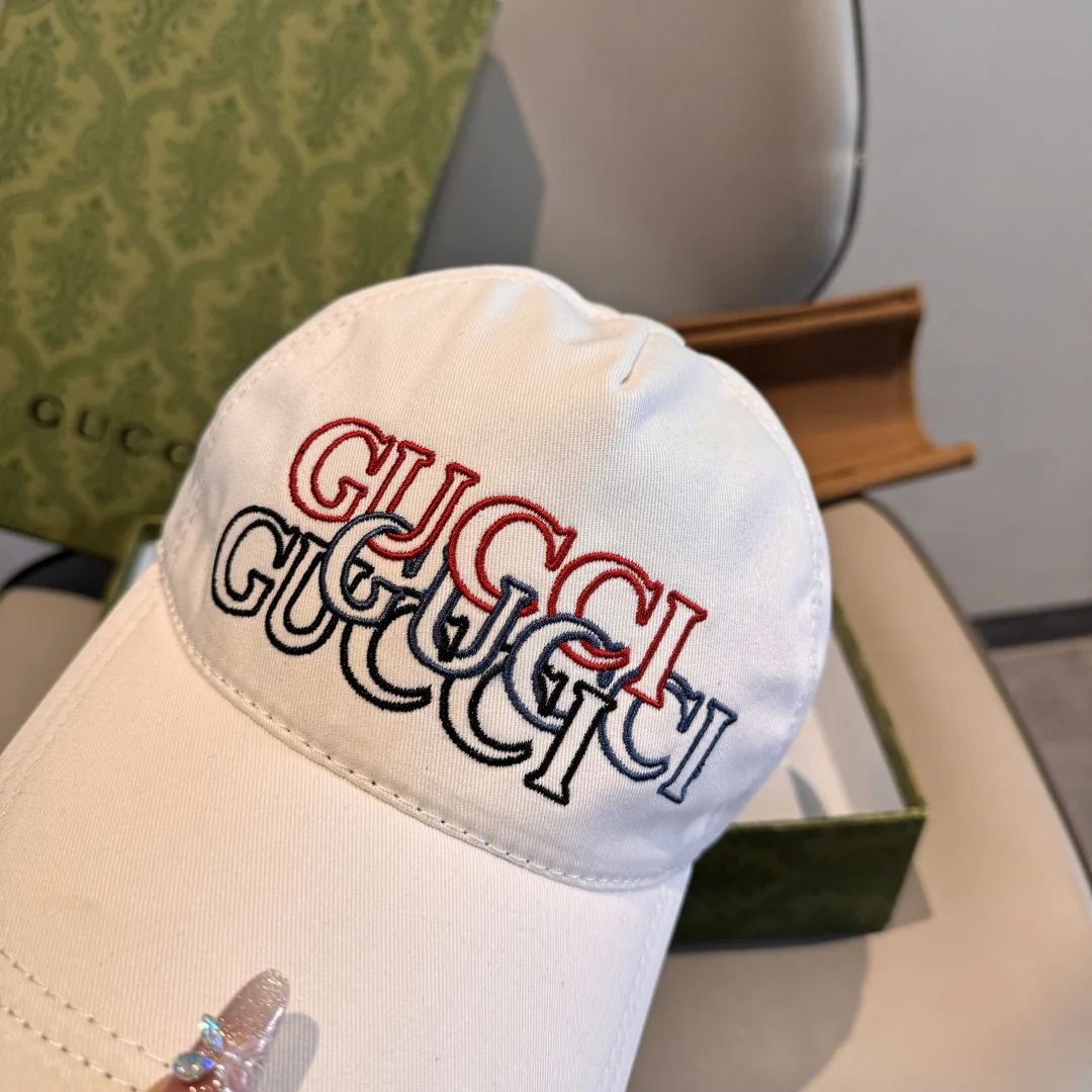 GUCCI Caps Cotton White-Red-Blue-Black F510070984 - Image 5