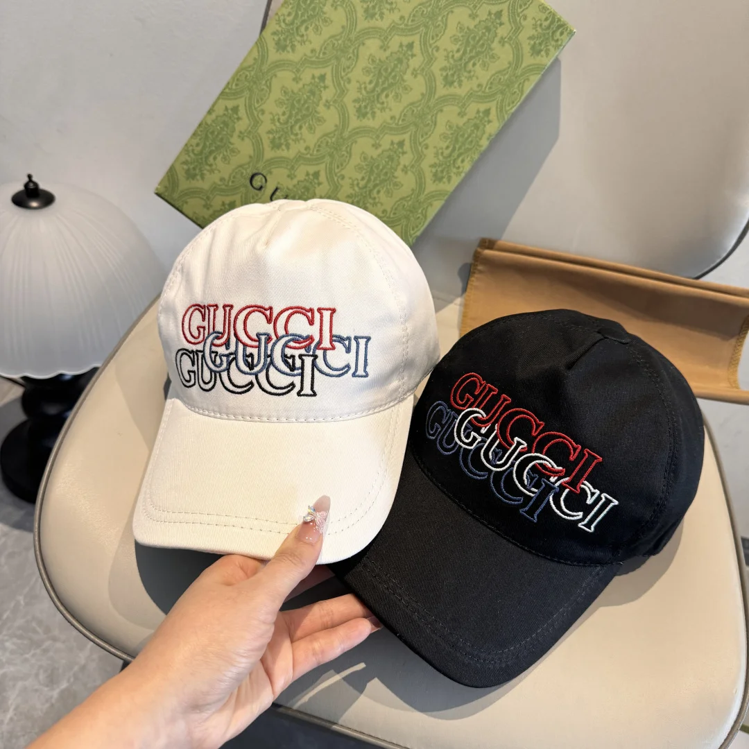 GUCCI Caps Cotton White-Red-Blue-Black F510070984 - Image 9