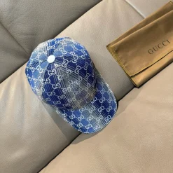 Alternative view of GUCCI Caps Denim Leather Blue-White 56 F010071300