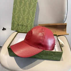 Alternative view of GUCCI Caps Leather Red 56 F510071626