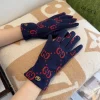 GUCCI Gloves Wool Navy-Red One Size F510070951