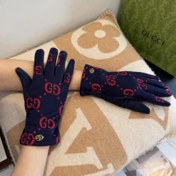 Alternative view of GUCCI Gloves Wool Navy-Red One Size F510070951