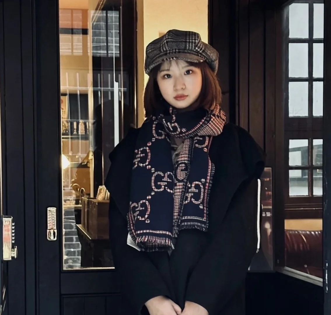 GUCCI Scarves Cashmere Black-Navy-Pink 70_180CM A0510070104