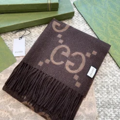 Alternative view of GUCCI Scarves Cashmere Brown-Beige One Size A2510070909