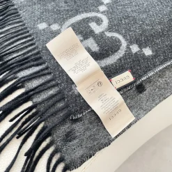 Alternative view of GUCCI Scarves Cashmere Jacquard Black-Gray One Size A4510070830