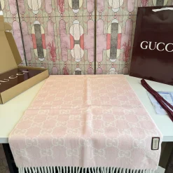 Alternative view of GUCCI Scarves Cashmere Pink-White One Size A3510070848