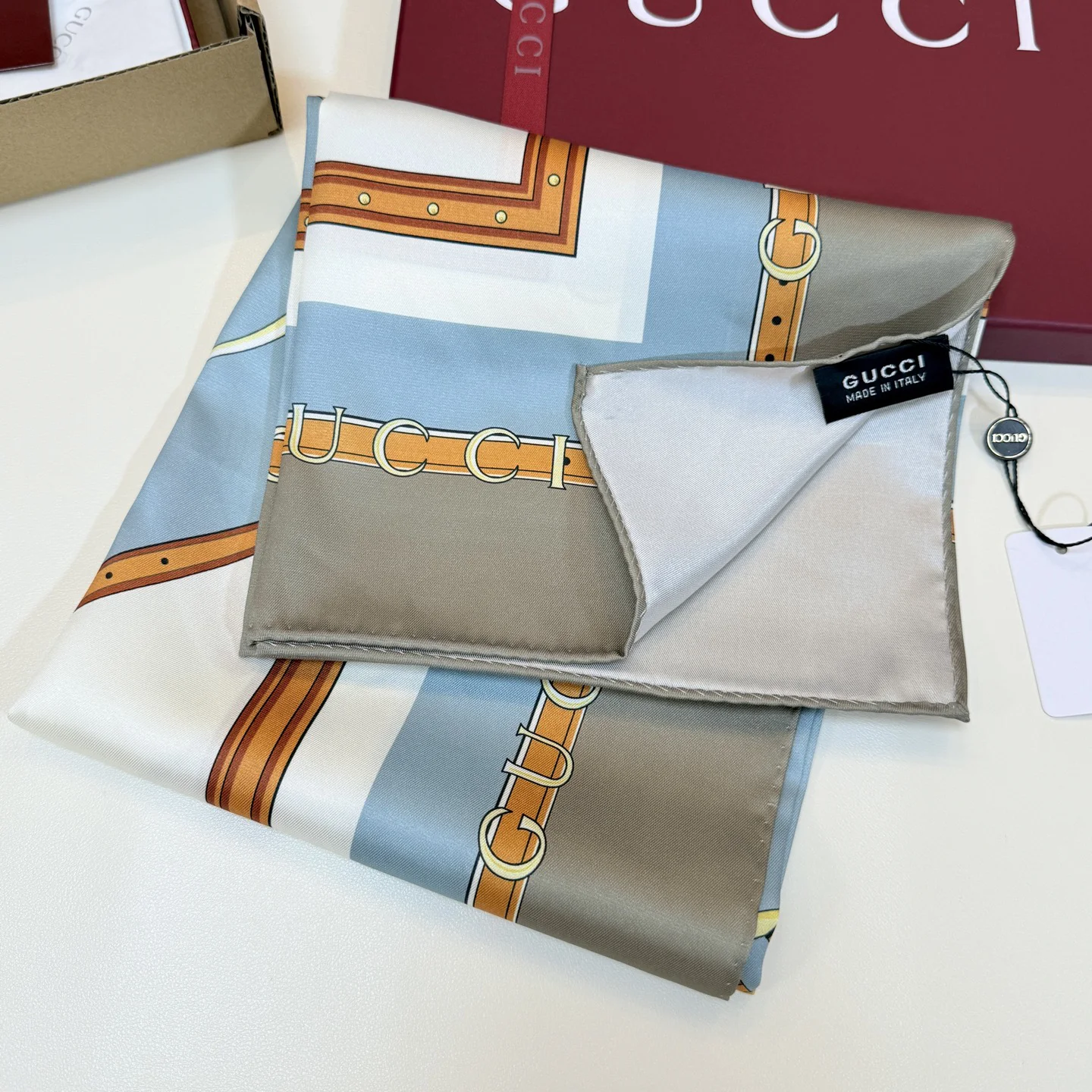 GUCCI Scarves Gray-Brown-Gold A1510073038 - Image 6