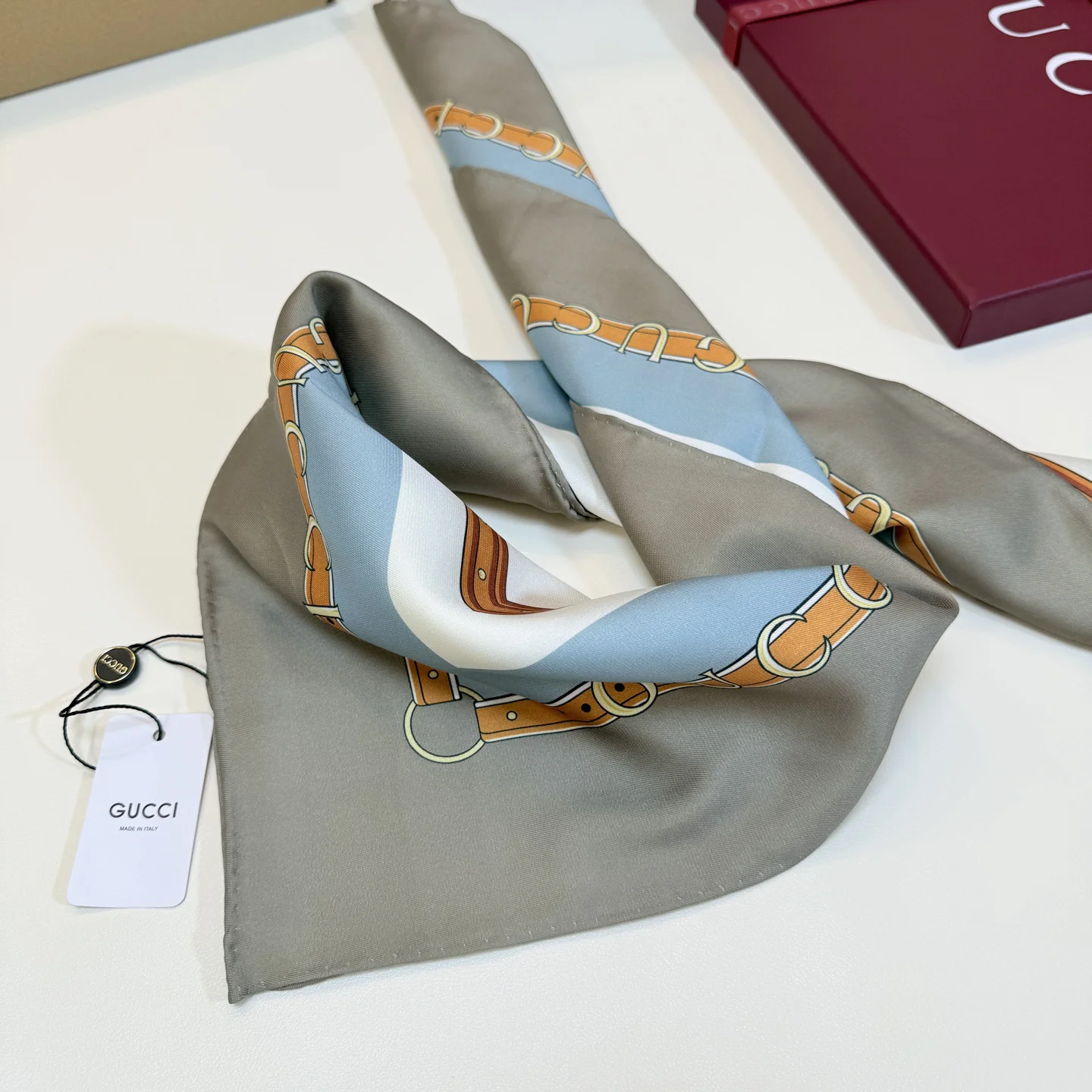 GUCCI Scarves Gray-Brown-Gold A1510073038 - Image 9
