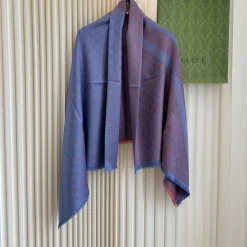 GUCCI Scarves Silk Cashmere Blue-Purple 140X140 A2510071267
