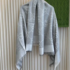 GUCCI Scarves Silk Wool Grey-White One Size A5010071101