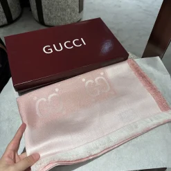 Alternative view of GUCCI Scarves Velvet Gold Thread Pink-White ONE SIZE A5510071046