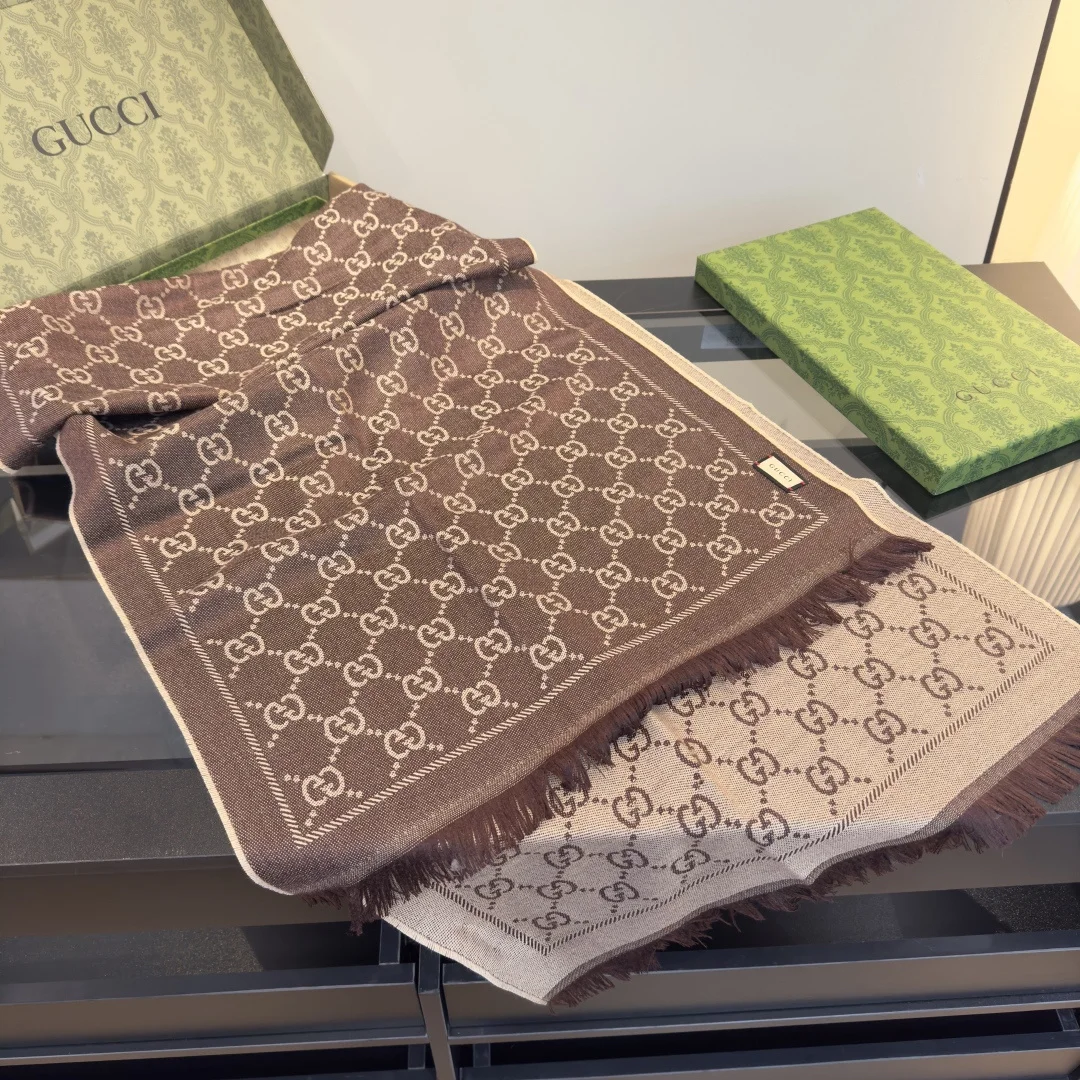 GUCCI Scarves Wool Brown-Beige One Size A0010071973 - Image 2