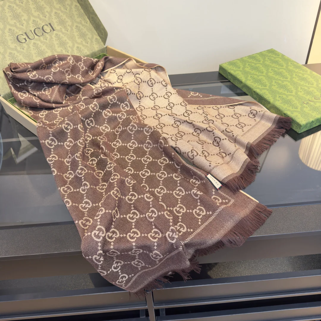GUCCI Scarves Wool Brown-Beige One Size A0010071973 - Image 3