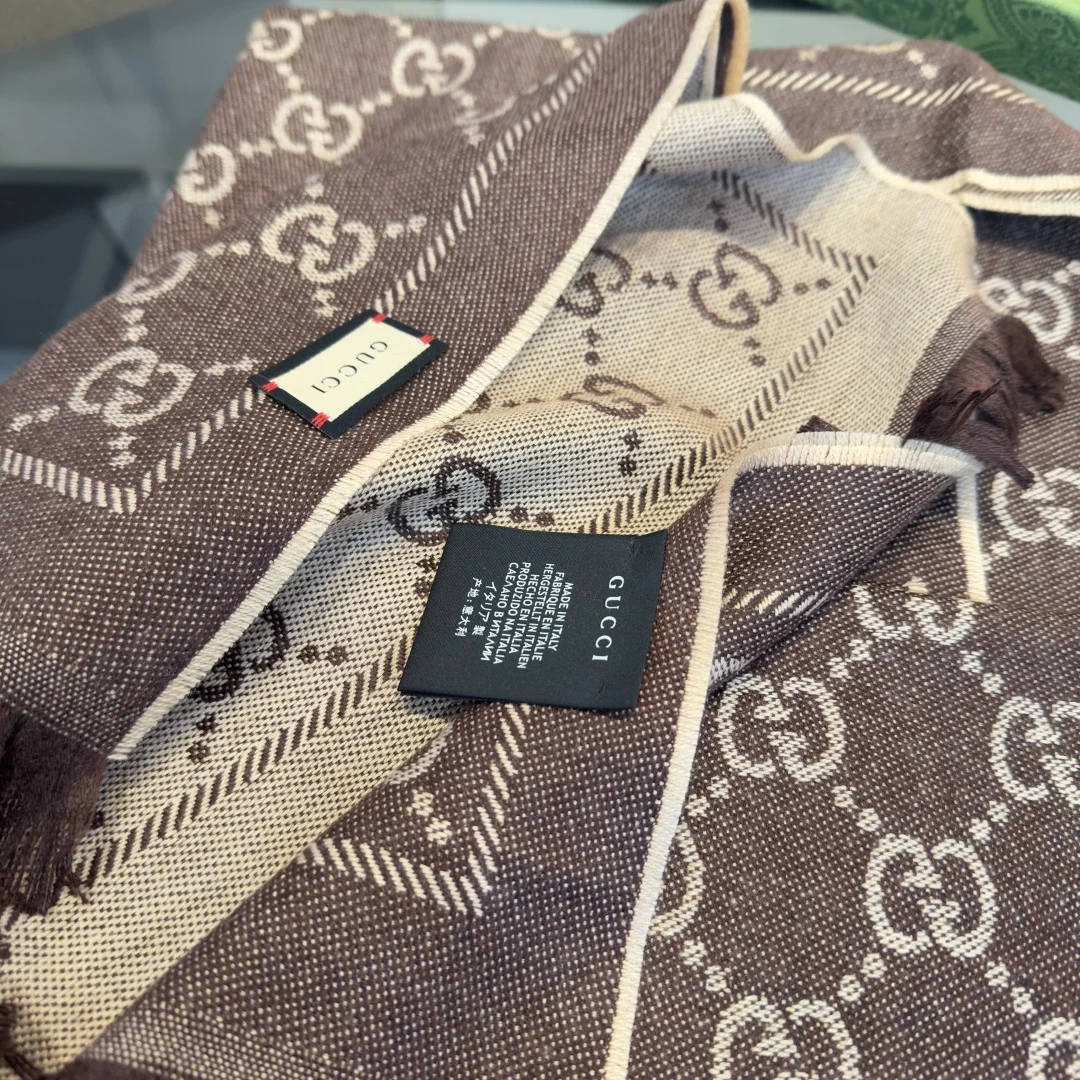 GUCCI Scarves Wool Brown-Beige One Size A0010071973 - Image 4