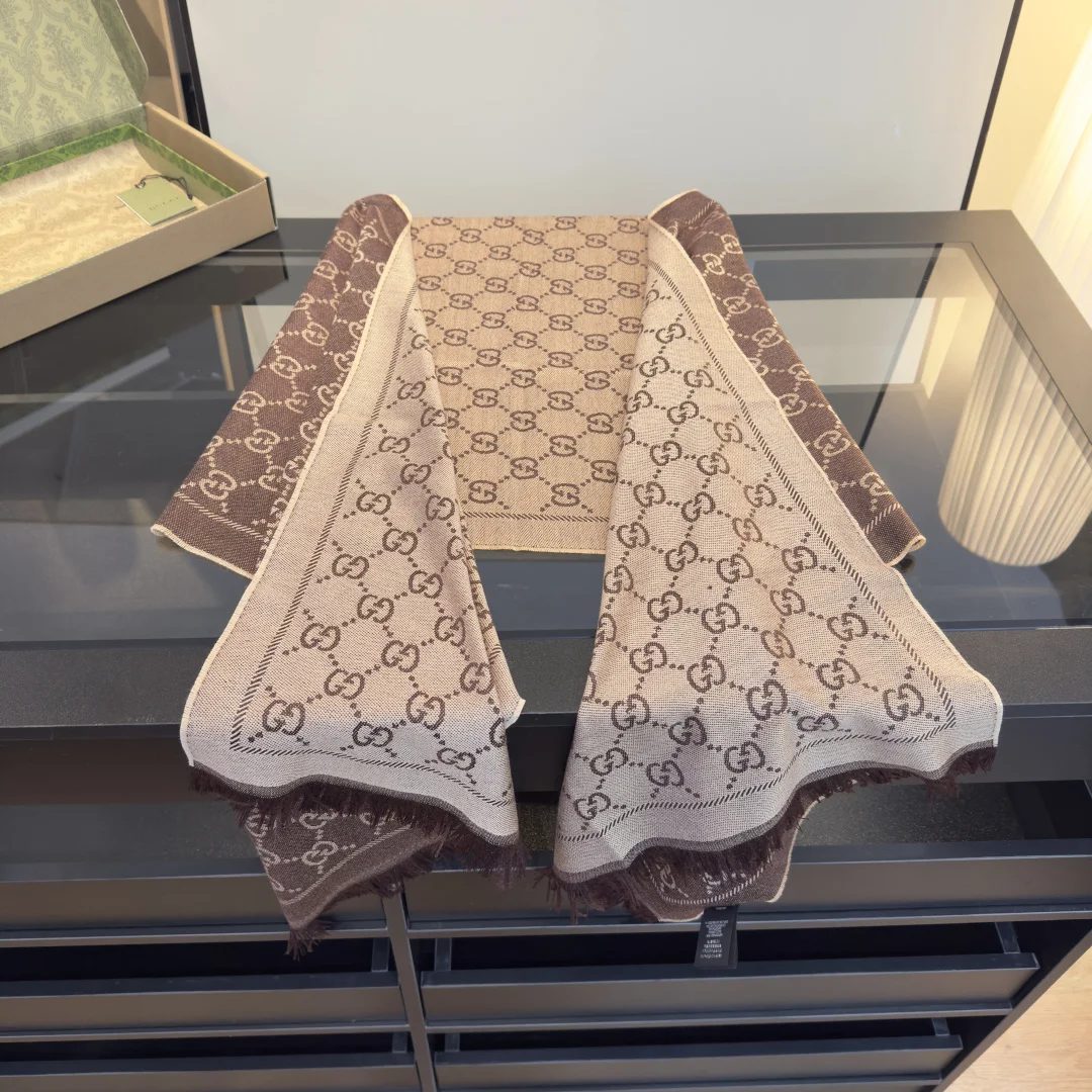 GUCCI Scarves Wool Brown-Beige One Size A0010071973 - Image 6