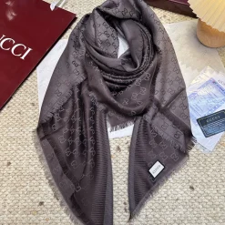Alternative view of GUCCI Scarves Wool Silk Brown-Black 140X140 A7510070844