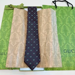 GUCCI Ties Silk Jacquard Black-Red One Size F010070669