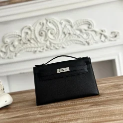 HERMES Clutches Bags Black-Silver F5010061225