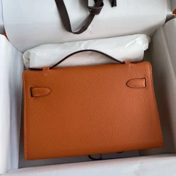 Alternative view of HERMES Clutches Bags Epsom Leather Orange-Silver 22CM F5010061503