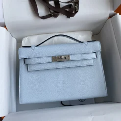 HERMES Clutches Bags Light Blue-Silver 22CM F5010061531