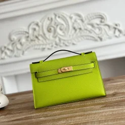 HERMES Clutches Bags Lime-Gold F5010061279