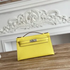 HERMES Clutches Bags Yellow-Silver F5010061244