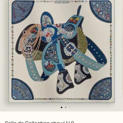 HERMES Scarves Cashmere Silk Cream-Blue One Size B0510072109