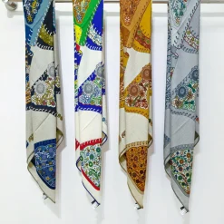 Alternative view of HERMES Scarves Cashmere Silk Cream-Blue One Size B0510072109