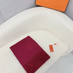 HERMES Scarves Cashmere Silk Maroon One Size A6510070889