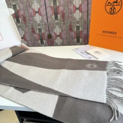 Alternative view of HERMES Scarves Lamb Wool Brown-Beige One Size A3510070067
