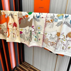 Alternative view of HERMES Scarves Silk Black-White-Orange 90X90 A3010072611