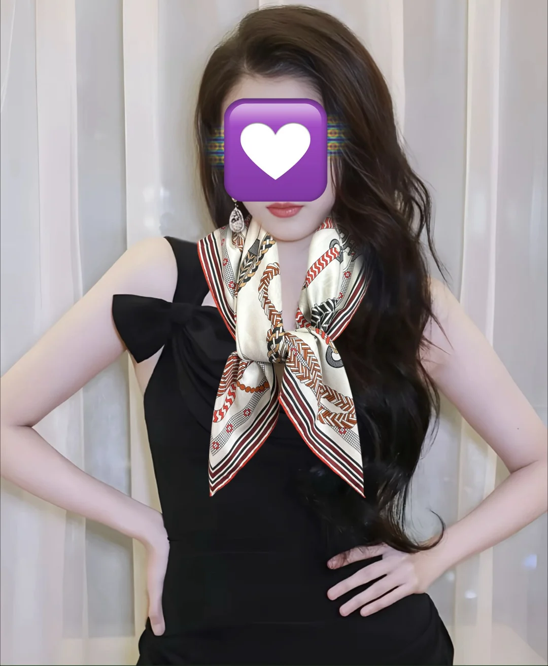 HERMES Scarves Silk Cream-Red-Black 90X90 A3010073016