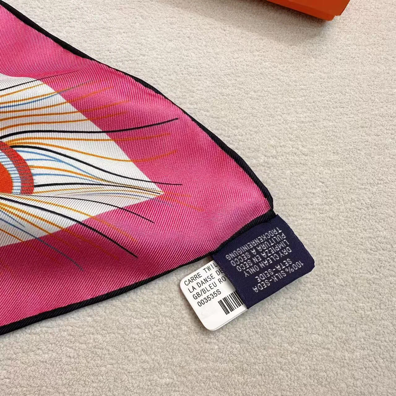 HERMES Scarves Silk White-Pink-Orange-Blue-Black One Size A7510072159 - Image 8