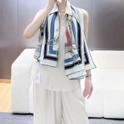 HERMES Scarves White-Blue-Black-Red B0510071557